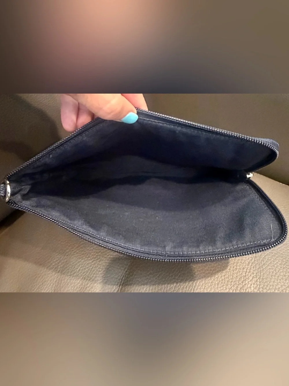 COACH Navy Leather Storybook Clutch/Pouch